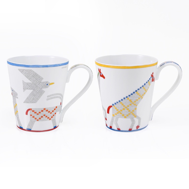 エルメス HERMES マグカップ ペア 2個セット NO1 NO2 300ml アニモー ナッテ Animaux nattes 58231P 058231P 洋食器 高級<br>【スペシャルラッピング660円(別売り)】