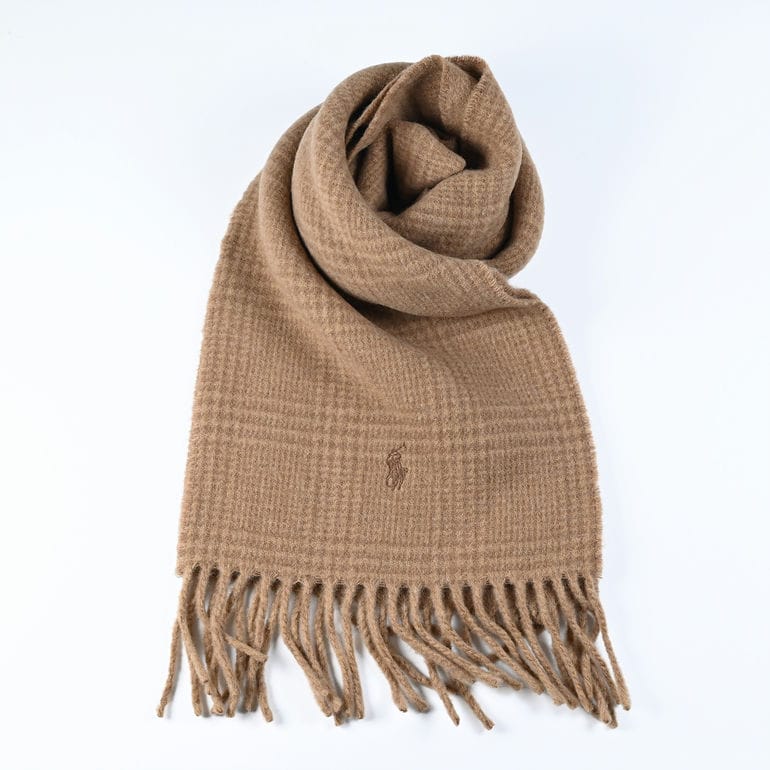 POLO RALPH LAUREN リバーシブル マフラー キャメルチェック ポロ ラルフローレンリバーシブル チェック柄マフラー キャップ