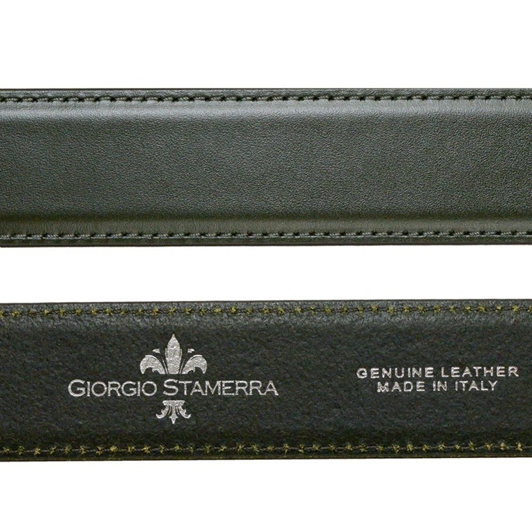 幅3.5cm ウエスト107cmまで ストリンガ(替えベルト) ブライドルレザー グリーン 名入れ可有料 工賃別売り 【ジョルジオスタメッラ】