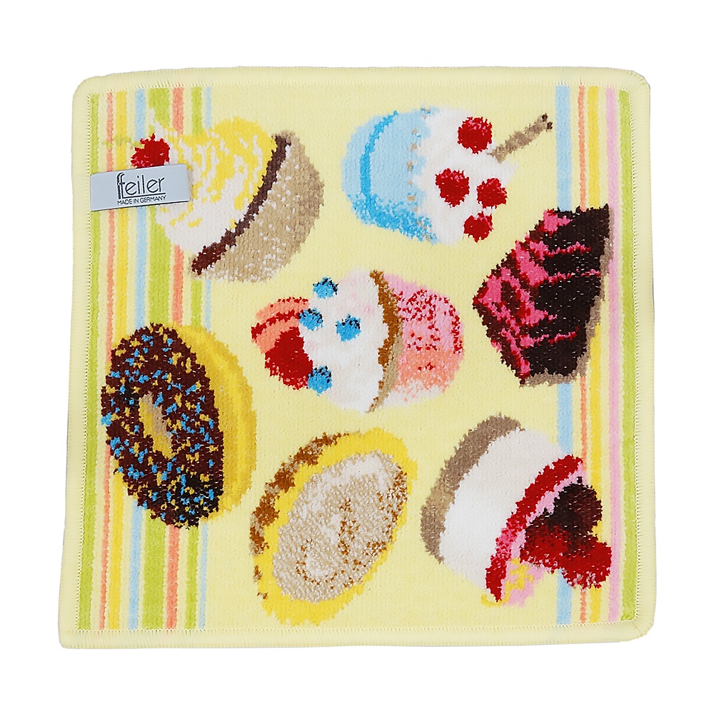 フェイラー FEILER ハンカチ ハンドタオル 25cm レディース CUPCAKES カップケーキ レモン イエロー 刺しゅう名入れ可有料 名入れギフト 【スペシャルラッピングB対応(別売り)】