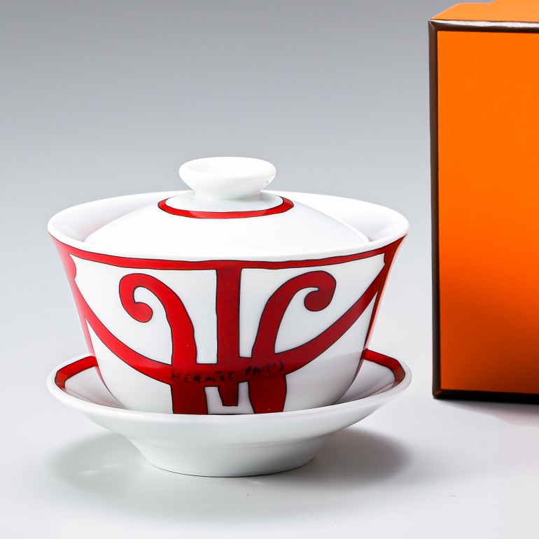 エルメス HERMES ガダルキヴィール レッド 11082P 湯呑茶碗 ソーサー