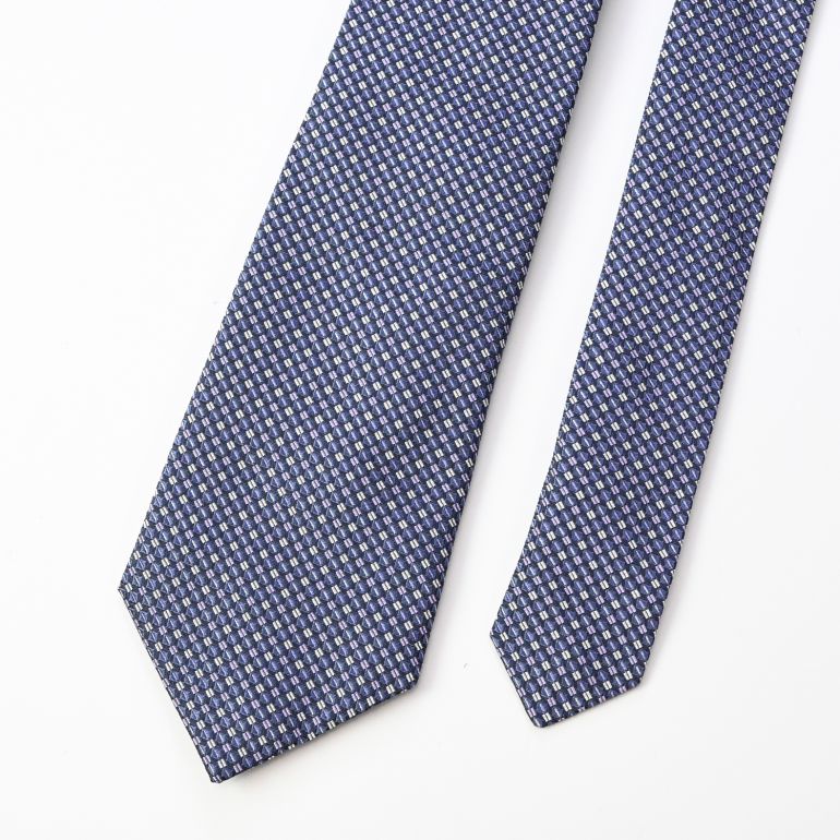 ダンヒル dunhill ネクタイ メンズ スチールブルー 大剣幅8cm シルク100% ジオメトリックテスクチャー 23RPTW1B1427 MADE IN ITALY 刺しゅう名入れ対応<br>【スペシャルラッピング660円(別売り)】
