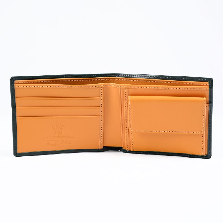 エッティンガー ETTINGER 二つ折り財布 メンズ ブライドルレザー バイカラー BH141JR グリーン  箔押し名入れ可有料 【スペシャルラッピング660円(別売り)】