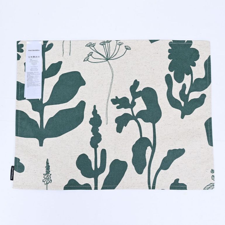 マリメッコ marimekko プレイスマット ランチョンマット Pienet Elokuun Varjot エロクーン ヴァルヨット グリーン×リネン 071479 368 北欧雑貨 北欧デザイン
