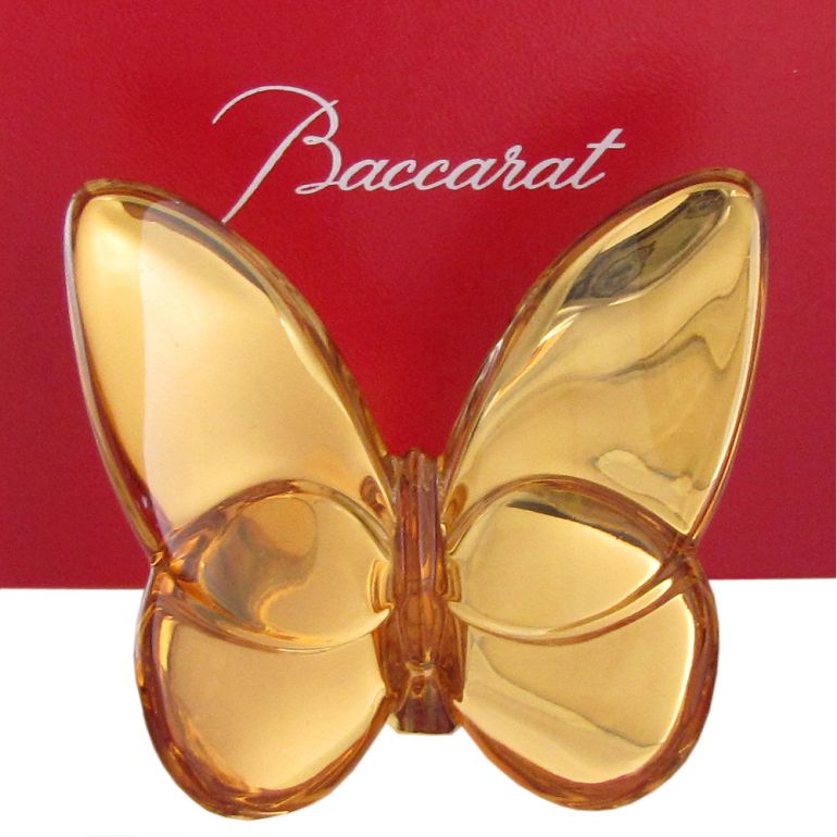 新品 Baccarat クリスタル ラッキーバタフライ GOLD パピヨン バカラ 並行輸入品 クリスタルフィギュア ラッキーバタフライ