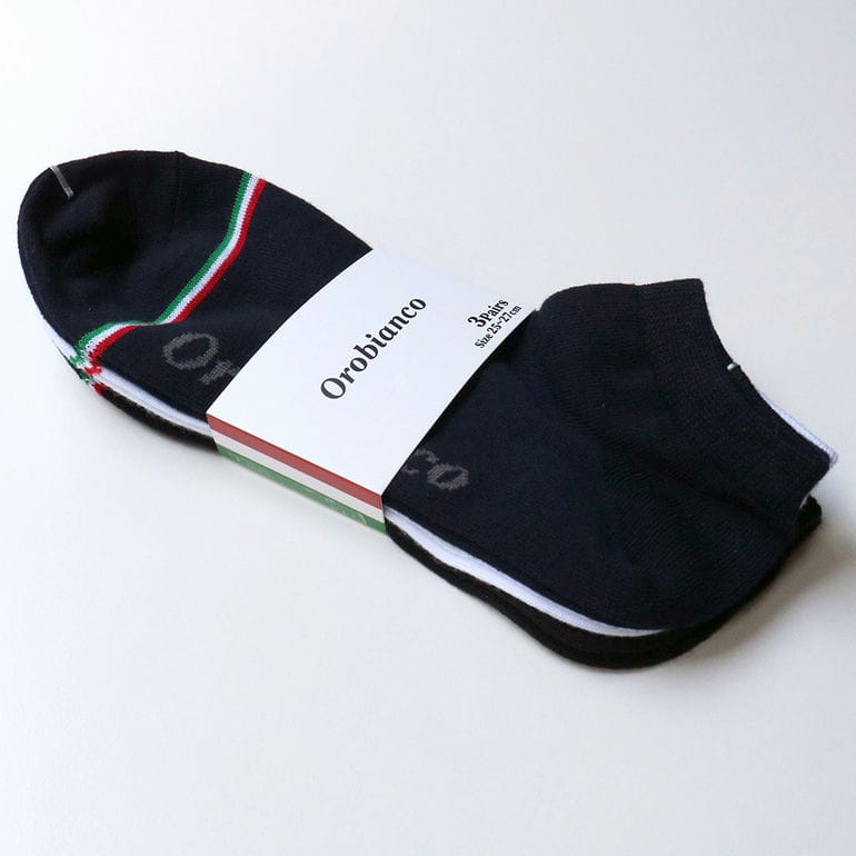 オロビアンコ Orobianco 靴下 くつした アンクルソックス 3足セット メンズ ブラック×ホワイト×ネイビー 6810508【スペシャルラッピング660円(別売り)】