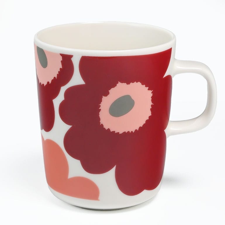 マリメッコ marimekko ペアセット マグカップ 250ml プレート 20cm ウニッコ ダークチェリー サーモンレッド 73702 073702 133 コップ 中皿 北欧 洋食器 北欧デザイン 【スペシャルラッピング1100円(別売り)】