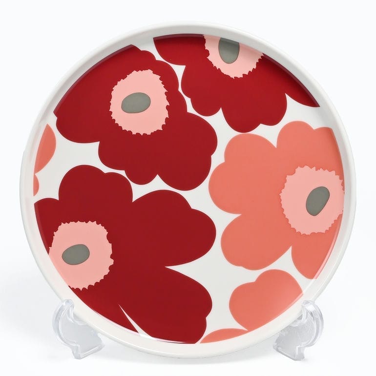 マリメッコ marimekko ペアセット マグカップ 250ml プレート 20cm ウニッコ ダークチェリー サーモンレッド 73702 073702 133 コップ 中皿 北欧 洋食器 北欧デザイン 【スペシャルラッピング1100円(別売り)】