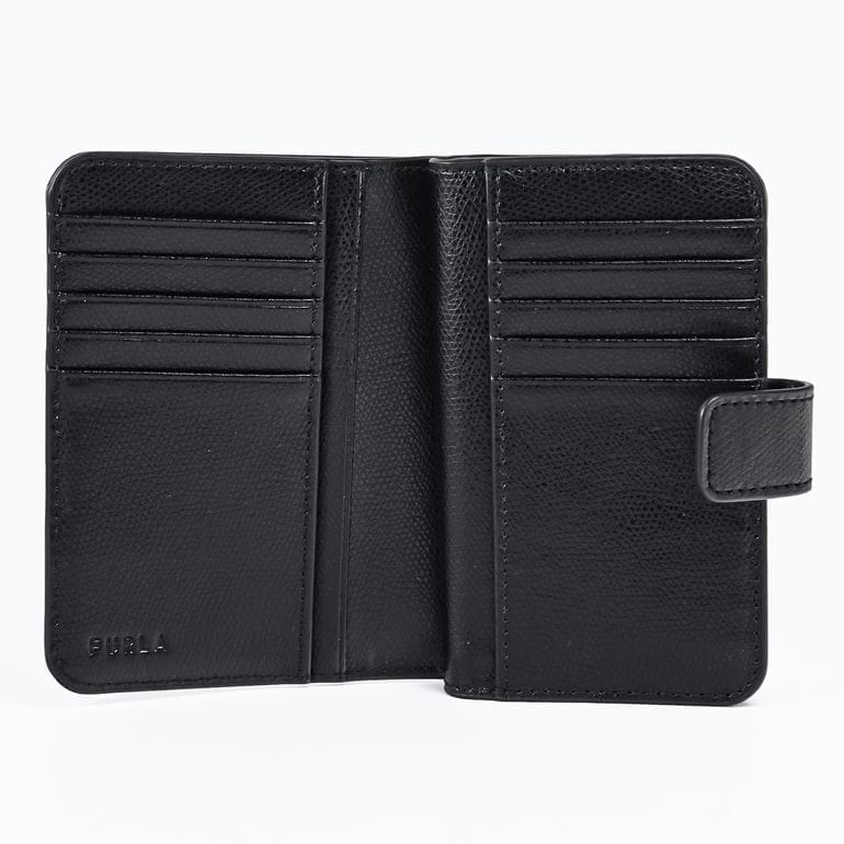 フルラ FURLA 二つ折り財布 小銭入れ付き CAMELIA カメリア Mサイズ コンパクト ウォレット ネロ ブラック WP00314 ARE000 O6000【純正紙袋・リボン付き】<br>【スペシャルラッピング660円(別売り)】