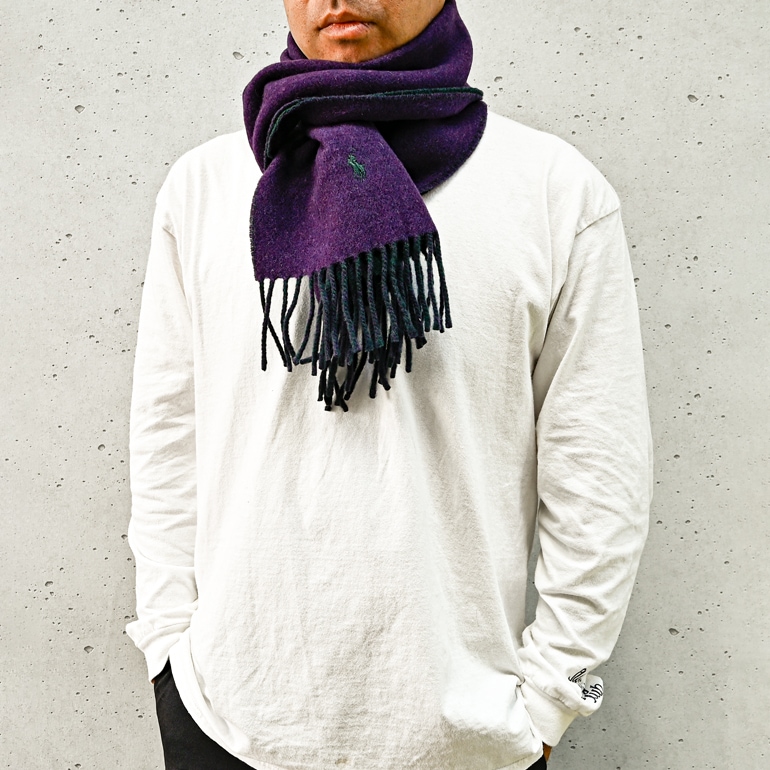 RU-5160　ラルフローレン　マフラー　パープル系　148×31　未使用 ラルフローレン マフラー アウトレットの通販