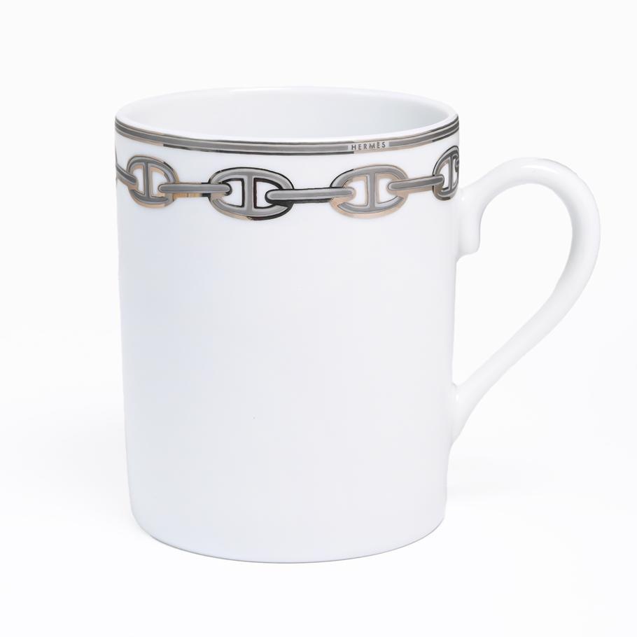エルメス HERMES シェーヌダンクルプラチナ 4134P マグカップ シングル 300ml 名入れ可有料 洋食器  【スペシャルラッピング660円(別売り)】