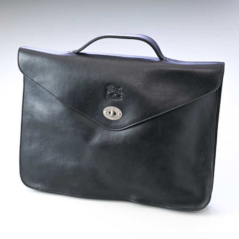 イルビゾンテ IL BISONTE バッグ ブリーフケース ビジネスバッグ BLACK ブラック シルバー D0287 P 153N カウハイドレザー