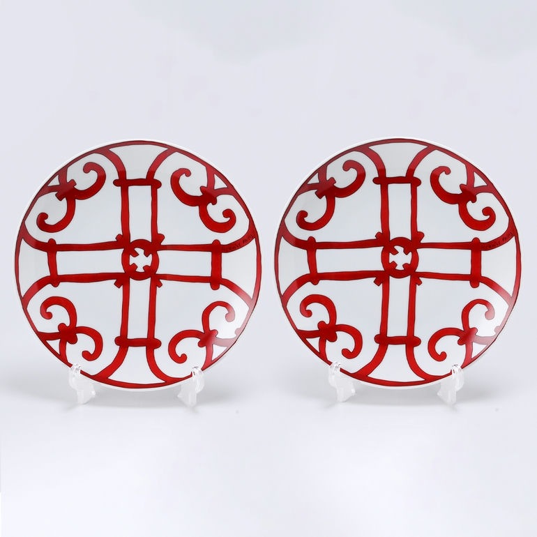 エルメス HERMES ブレッド＆バタープレート 17cm ペア ガダルキヴィール レッド No5 011412P2 小皿 洋食器 名入れ可有料  【スペシャルラッピング660円(別売り)】