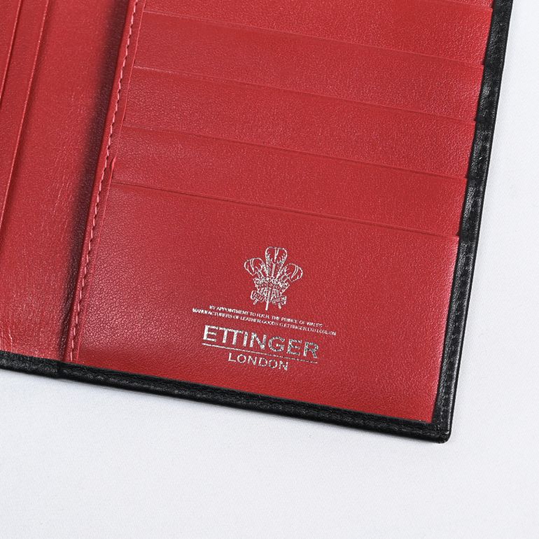 エッティンガー ETTINGER 財布 長札 長財布 小銭入れナシ メンズ ロイヤルコレクション バイカラー ST806AJR RED ブラック×レッド 箔押し名入れ可有料 【スペシャルラッピング660円(別売り)】