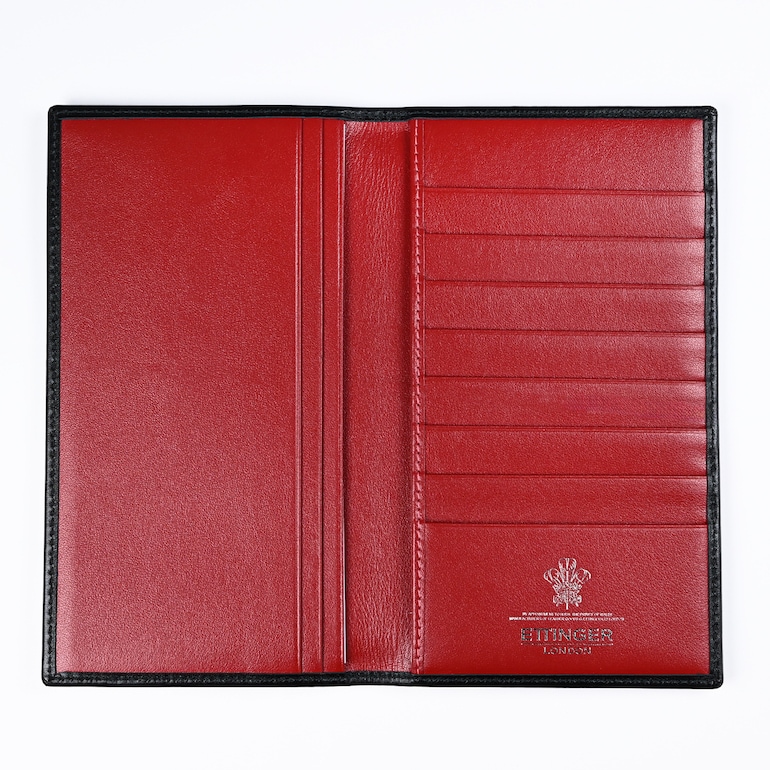 エッティンガー ETTINGER 財布 長札 長財布 小銭入れナシ メンズ ロイヤルコレクション バイカラー ST806AJR RED ブラック×レッド 箔押し名入れ可有料 【スペシャルラッピング660円(別売り)】