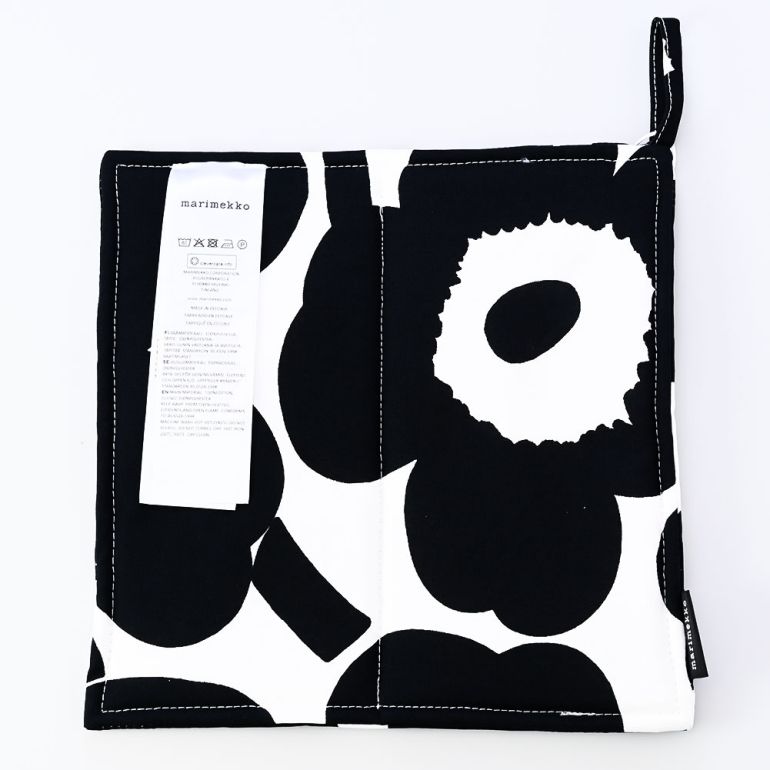 マリメッコ marimekko ポットホルダー 鍋敷き Pieni UNIKKO ウニッコ ブラック×ホワイト 071693 190  刺しゅう可有料 北欧雑貨 北欧デザイン ネコポス限定 送料無料