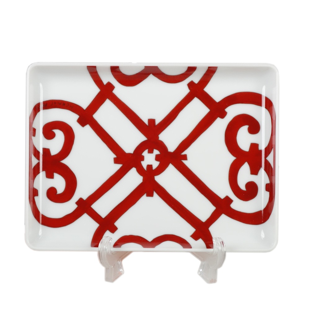 エルメス HERMES スクエアプレート 16cm×12cm 寿司 すしプレート ガダルキヴィール レッド 011089p 小皿 洋食器 名入れ可有料  【スペシャルラッピング660円(別売り)】