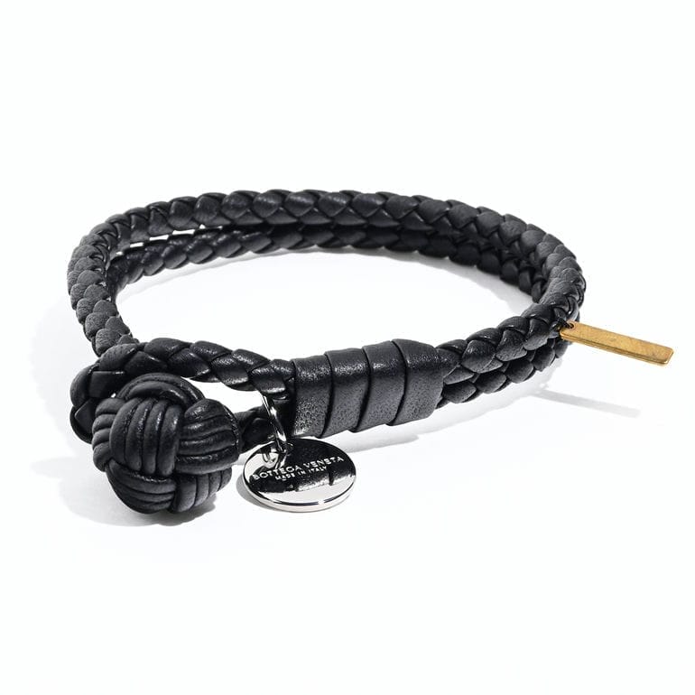 ◆AB7206 ボッテガ ヴェネタ イントレ レザー ラウンドファスナー 長財布 インターロッキング レザートレー - S で ブラック | ボッテガ