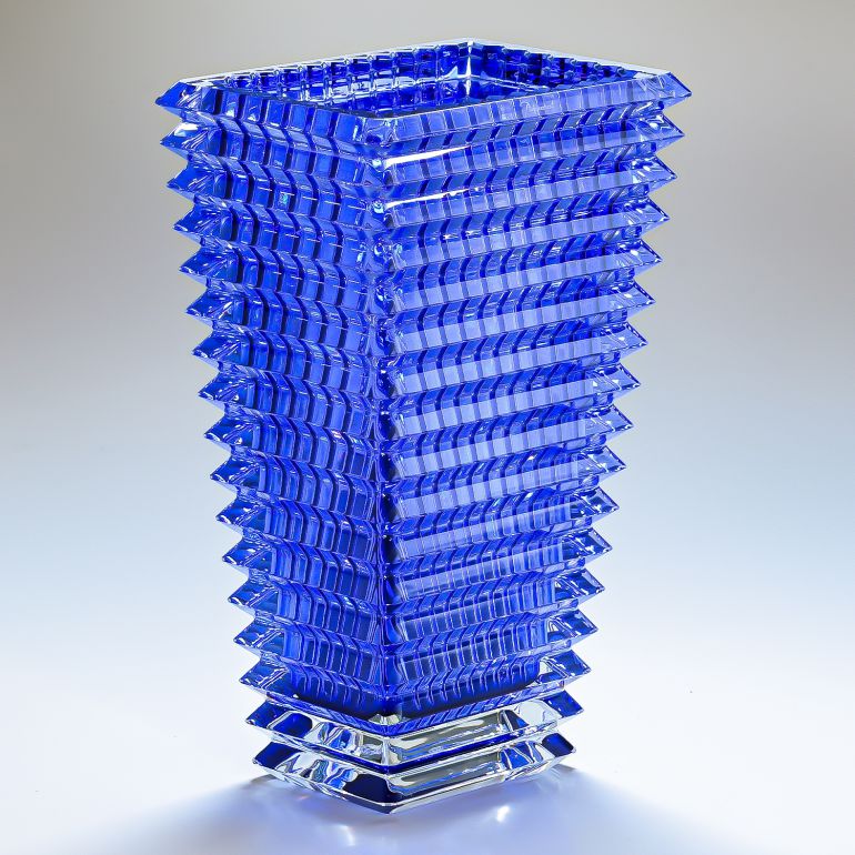 バカラ 名入れ対応 Baccarat ベース 花瓶 アイ EYE スクエア ブルー