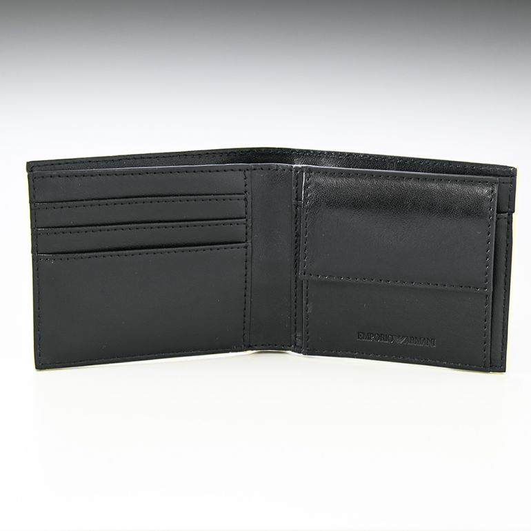 エンポリオ アルマーニ EMPORIO ARMANI 二つ折り財布 メンズ ファイングレインカウレザーブラック ブラック Y4R167 Y109E 86474 名入れ可有料 箔押し 【スペシャルラッピング660円(別売り)】