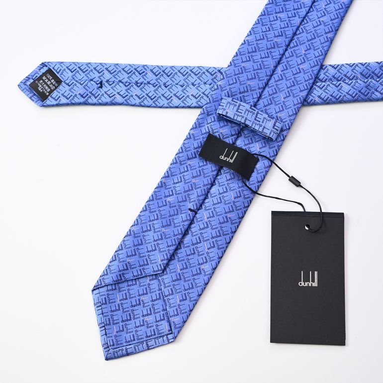 ダンヒル dunhill ネクタイ メンズ ブルー 大剣幅8cm シルク100% スキャタード D 23RPTW1B7472 MADE IN ITALY 刺しゅう名入れ対応<br>【スペシャルラッピング660円(別売り)】