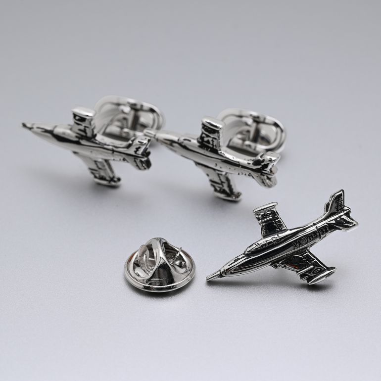 モンアート MONART カフス ラペルピン セット メンズ ピンズ型 飛行機 ジェット機 シルバー RG/K91 SC/K91 Made in Italy 正規代理店