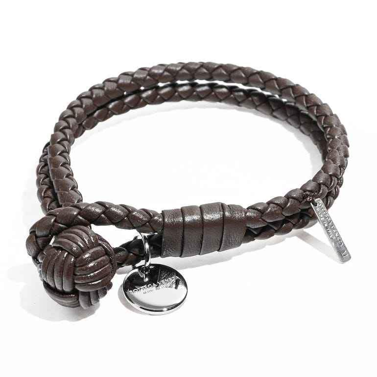 【名入れ可有料】ボッテガヴェネタ BOTTEGA VENETA ブレスレット Mサイズ イントレチャート レザー メンズ レディース ブラウン 113546 V3UN1 2062 M Made in ITALY 本革【スペシャルラッピング660円(別売り)】