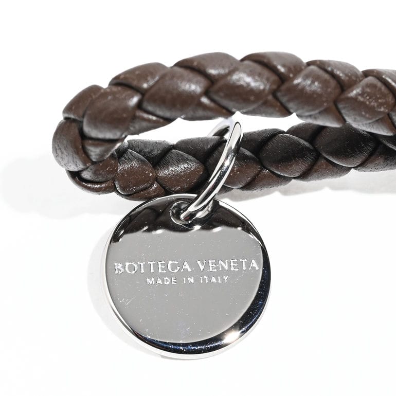 【名入れ可有料】ボッテガヴェネタ BOTTEGA VENETA ブレスレット Mサイズ イントレチャート レザー メンズ レディース ブラウン 113546 V3UN1 2062 M Made in ITALY 本革【スペシャルラッピング660円(別売り)】