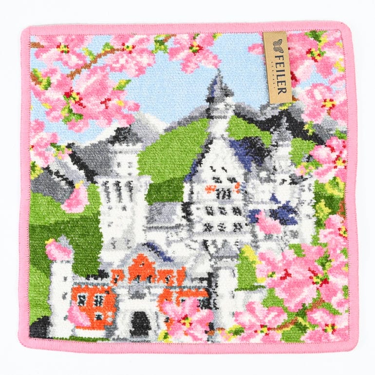 【刺しゅう名入れ可有料】フェイラー FEILER ハンカチ ハンドタオル 25cm レディース ノイシュバンシュタイン城 春 桜 サクラ ピンク ネコポス限定 送料無料<br>【スペシャルラッピング660円(別売り)】