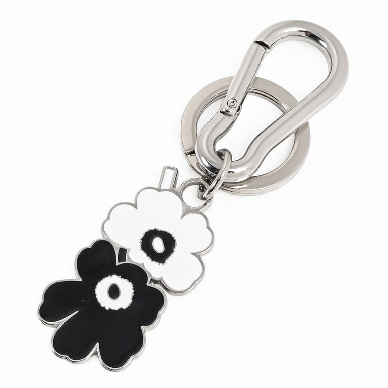 マリメッコ marimekko キーリング キーホルダー Puhallus Unikko ウニッコ Kioski キーチェーン ブラック ホワイト 93606 093606 910 北欧雑貨 北欧デザイン ネコポス限定 送料無料<br>【スペシャルラッピング660円(別売り)】