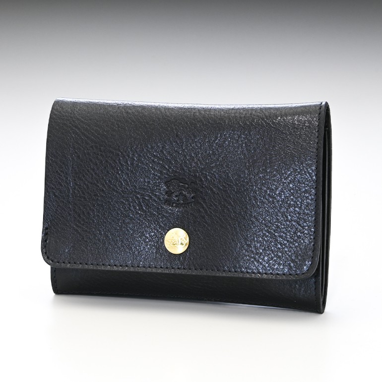 イルビゾンテ IL BISONTE 財布 二つ折り財布 カウハイドレザー ブラック C0522 P 153 名入れ可有料 SMW028PV0005BK110B 箔押し【スペシャルラッピング660円(別売り)】