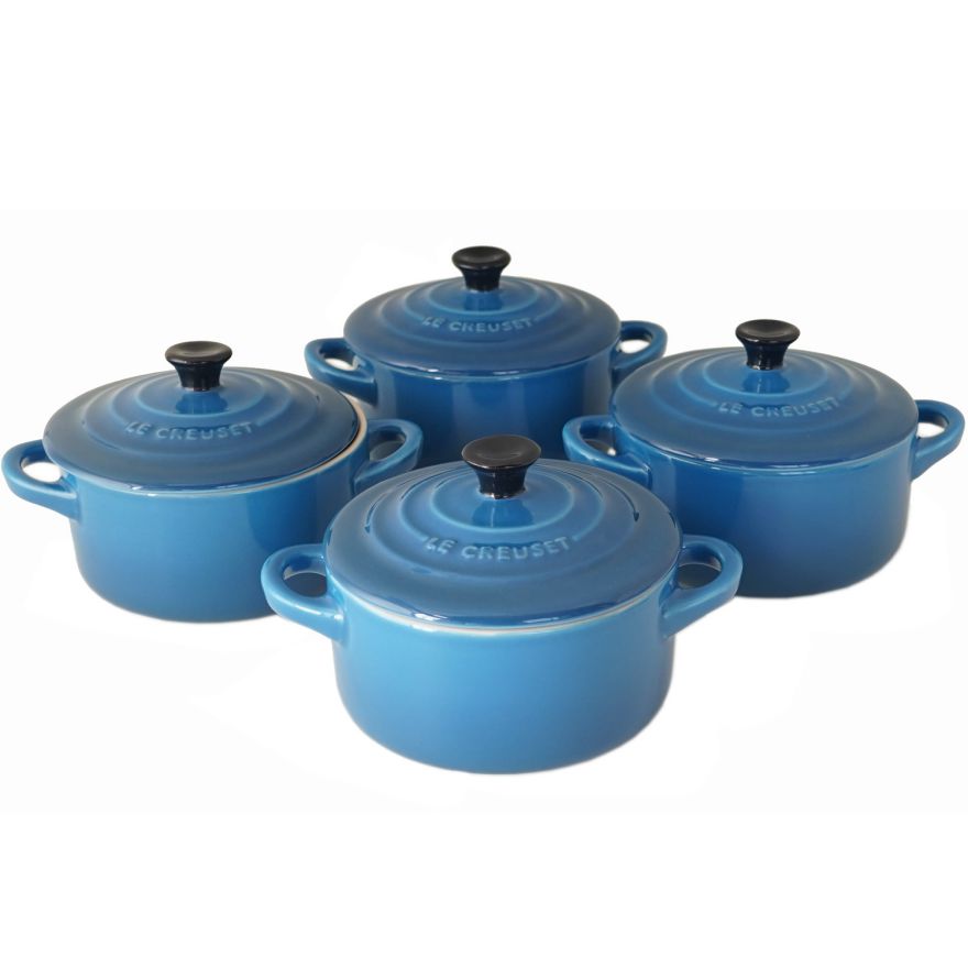 ルクルーゼ ル・クルーゼ ミニ ココット・ロンド 10cm ギフトセット ストーンウェアシリーズ Le Creuset 4個セット マテリアルブルー 91006900310010 洋食器