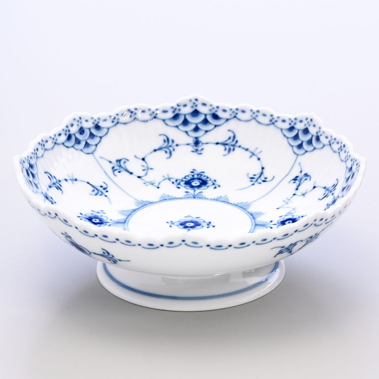 ロイヤルコペンハーゲン ブルーフルーテッド ハーフレース ケーキ皿 脚付 17.5cm 1102427（1017214） 名入れ可有料 ※名入れ別売り 北欧食器 洋食器 【スペシャルラッピング660円(別売り)】