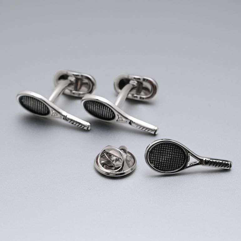 モンアート MONART カフス ラペルピン セット メンズ ピンズ型 テニスラケット シルバー RG/K92 SC/K92 Made in Italy 正規代理店