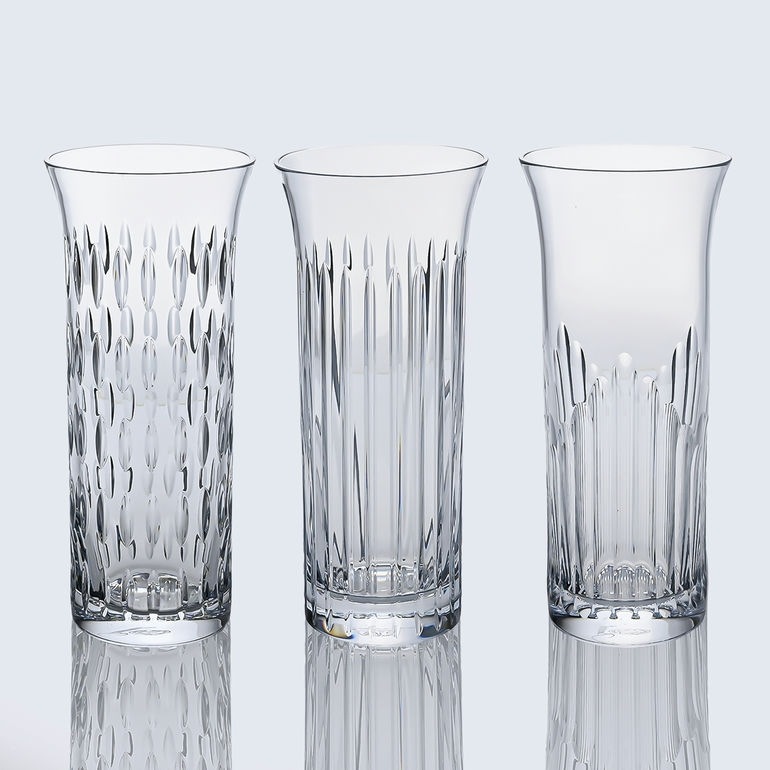 バカラ 名入れ対応 Baccarat ベース 花瓶 3点アソートセット フローラ FLORA オルガン グレイン ビゾー 18cm 2810832 (2613138 2613139 2613140のセット) 【熨斗対応】 インテリア オブジェ 置物 洋食器 <br>【スペシャルラッピング1100円(別売り)】