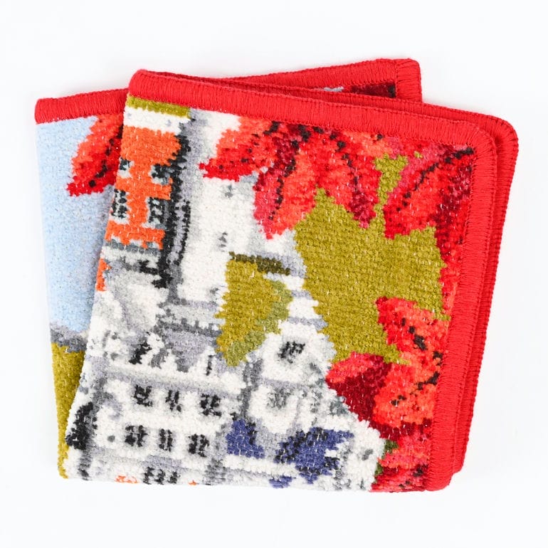 【刺しゅう名入れ可有料】フェイラー FEILER ハンカチ ハンドタオル 25cm レディース ノイシュバンシュタイン城 秋 紅葉 もみじ レッド ネコポス限定 送料無料<br>【スペシャルラッピング660円(別売り)】