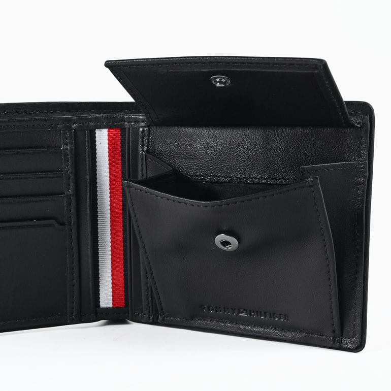 高品質ヨーロッパ輸入モデル トミーヒルフィガー TOMMY HILFIGER 二つ折り財布 小銭入れ付き CORP CC AND COIN ブラック AM0AM13740 BDS BLACK ウォレット 折財布【スペシャルラッピング660円(別売り)】