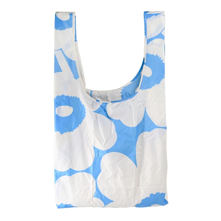 【名入れ可有料】マリメッコ marimekko エコバッグ 買い物袋 スマートバッグ Unikko ウニッコ ブルー オフホワイト 94639 094639 150 北欧雑貨 北欧デザイン ネコポス限定 送料無料<br>【スペシャルラッピング660円(別売り)】