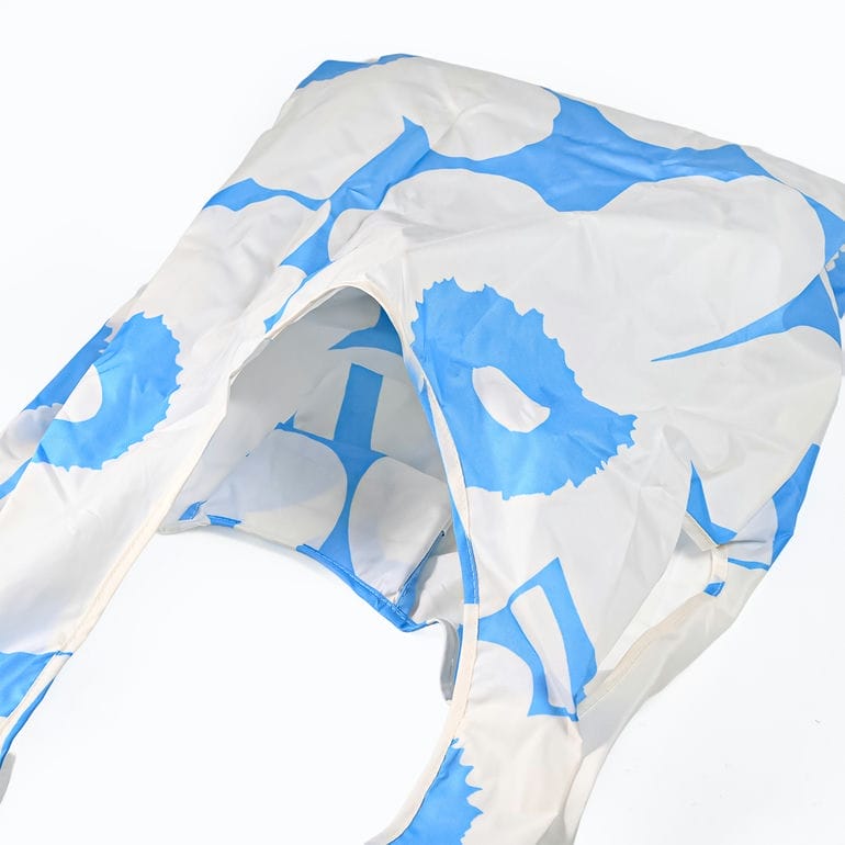 【名入れ可有料】マリメッコ marimekko エコバッグ 買い物袋 スマートバッグ Unikko ウニッコ ブルー オフホワイト 94639 094639 150 北欧雑貨 北欧デザイン ネコポス限定 送料無料<br>【スペシャルラッピング660円(別売り)】