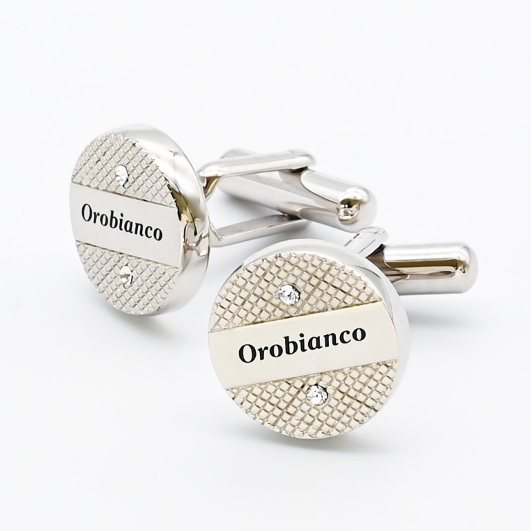 名入れ無料 オロビアンコ カフス メンズ カフリンクス カフスボタン ラウンド シルバー ORC209A 6812015