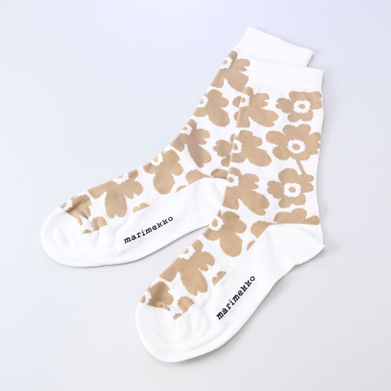 マリメッコ marimekko レディース ソックス 靴下 くつ下 花柄 ウニッコ ヒエタ UNIKKO HIENO ベージュ×ホワイト 全2サイズ 090595 180 北欧雑貨 北欧デザイン【スペシャルラッピング660円(別売り)】