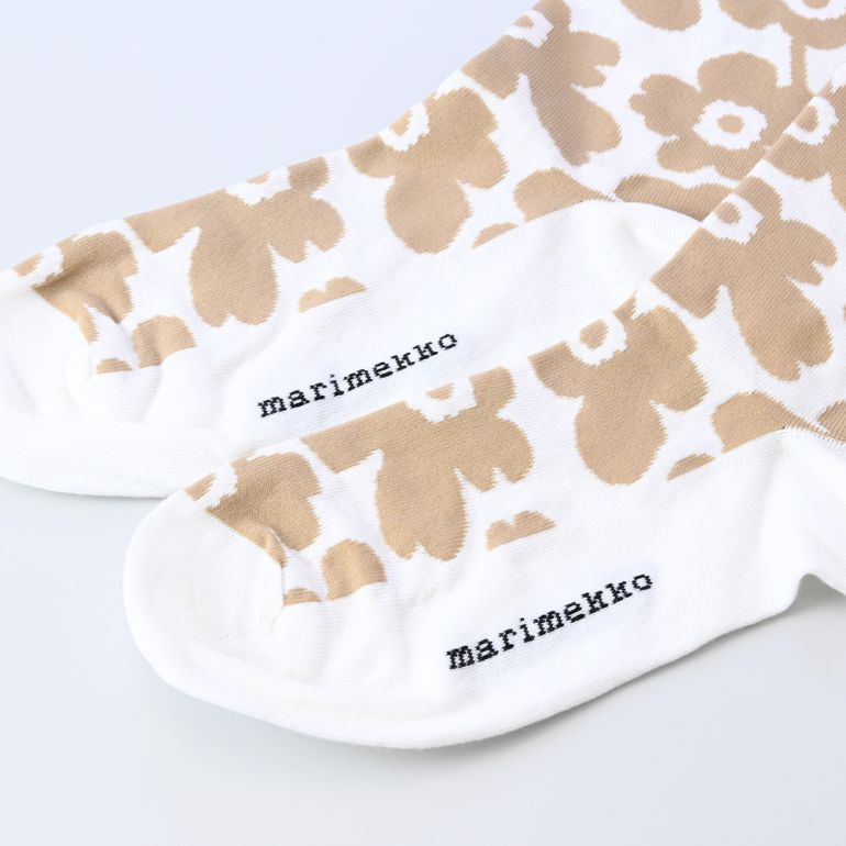 マリメッコ marimekko レディース ソックス 靴下 くつ下 花柄 ウニッコ ヒエタ UNIKKO HIENO ベージュ×ホワイト 全2サイズ 090595 180 北欧雑貨 北欧デザイン【スペシャルラッピング660円(別売り)】