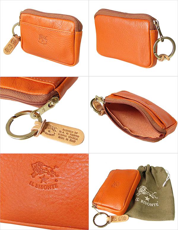 イルビゾンテ IL BISONTE コインケース ファスナー 小銭入れ ORANGE オレンジ C0747 P 166 カウハイドレザー【スペシャルラッピング660円(別売り)】