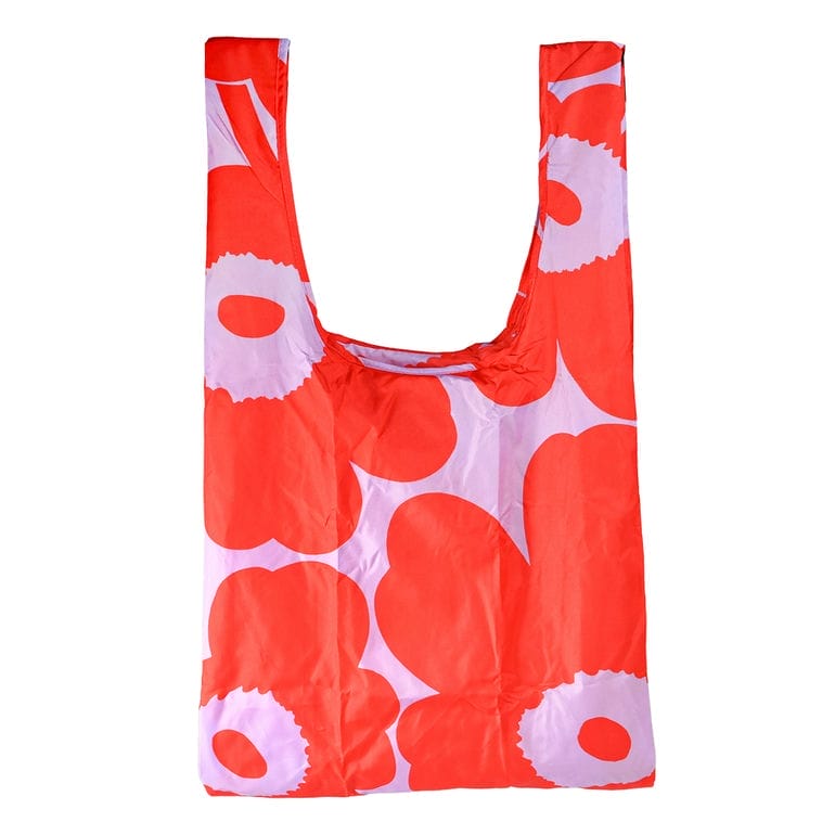 【名入れ可有料】マリメッコ marimekko エコバッグ 買い物袋 スマートバッグ Unikko ウニッコ レッド ライラック 94639 094639 430 北欧雑貨 北欧デザイン ネコポス限定 送料無料<br>【スペシャルラッピング660円(別売り)】