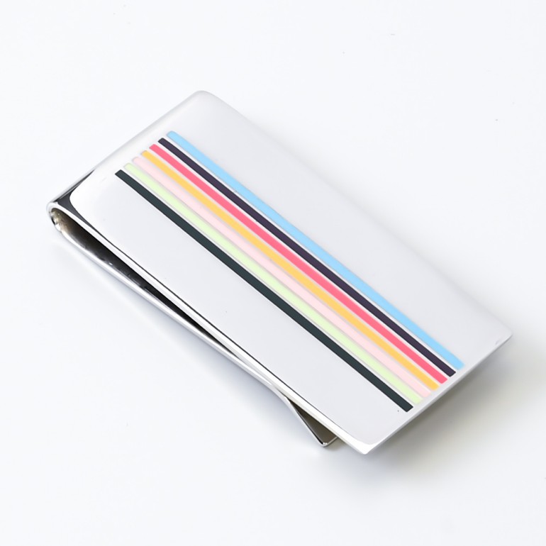 ポールスミス マネークリップ マルチカラー シルバー メンズ PAUL SMITH M1AMONE MFINER 92 Brandol &frasl; Paul Smith ポールスミス マネークリップ シルバー×マルチ