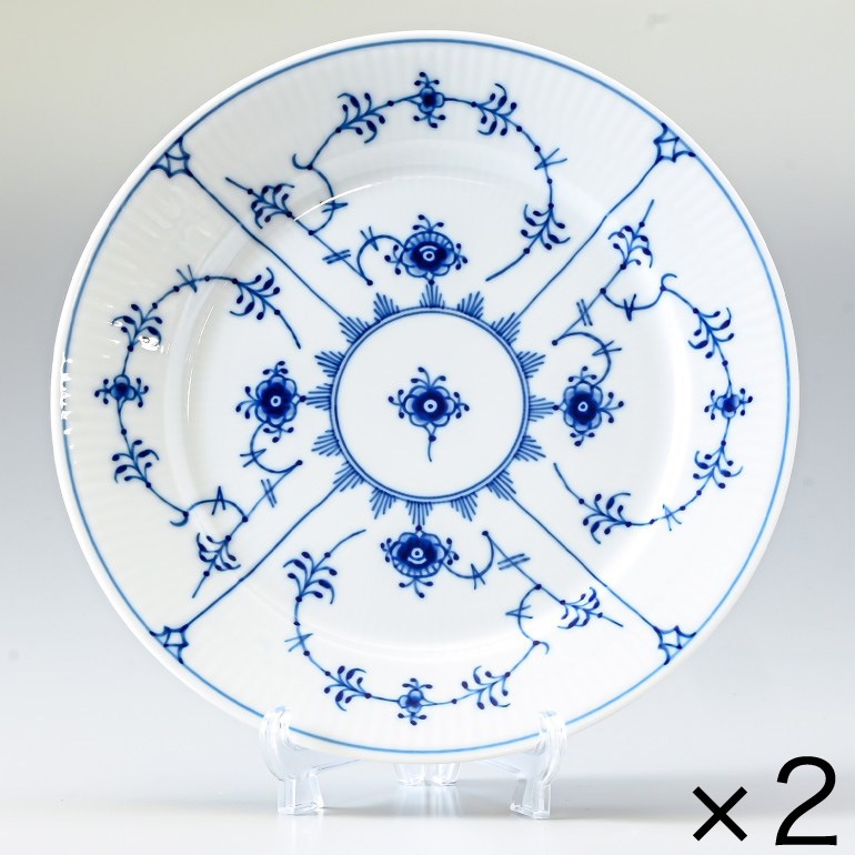 2個セット ロイヤルコペンハーゲン ブルーフルーテッド プレイン 22cm プレート フラット 1101622 1017200 北欧食器 洋食器 ROYAL COPENHAGEN【スペシャルラッピング660円(別売り)】