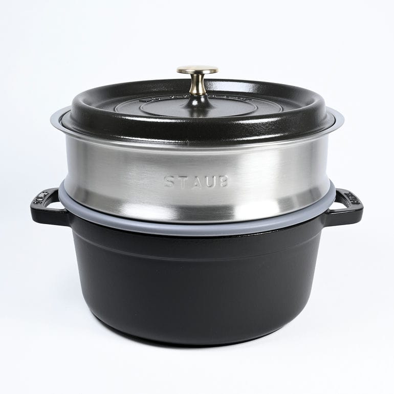 ストウブ staub ピコ ココット 24cm スチーマーセット ラウンド 鋳物 ホーロー 鍋 蒸し器 ブラック 3.7L 13242423 1010559 40508-814-0 洋食器 【スペシャルラッピング1100円(別売り)】