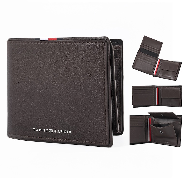 高品質ヨーロッパ輸入モデル トミーヒルフィガー TOMMY HILFIGER 二つ折り財布 小銭入れ付き CORP CC FLAP AND COIN ブラウン AM0AM13741 GB6 COFFEE BEAN ウォレット 折財布【スペシャルラッピング660円(別売り)】