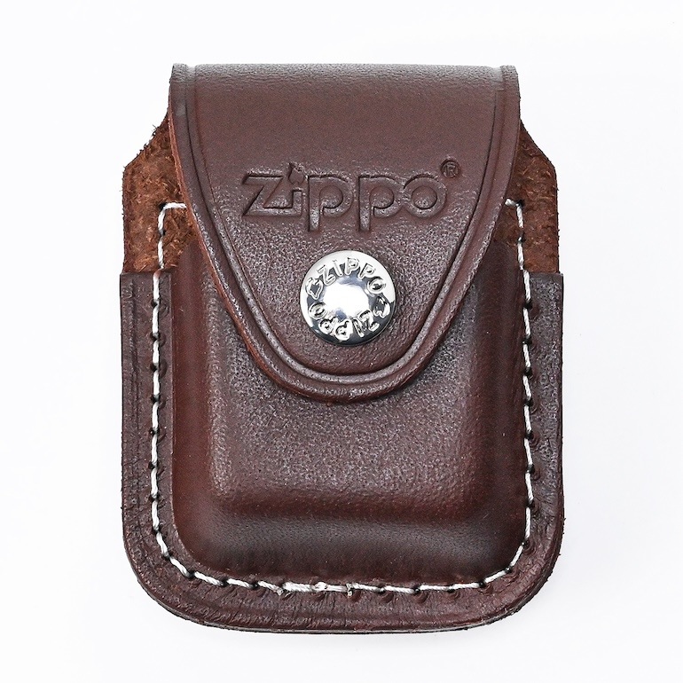 ジッポケース 専用ケース 革ポーチ クリップ留め ZIPPO純正 アクセサリ ブラウン LPCB 名入れ可有料 箔押し
