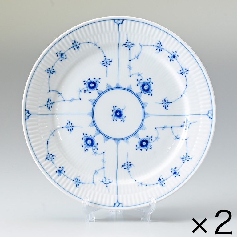 2個セット ロイヤルコペンハーゲン ブルーフルーテッド プレイン 25cm プレート エクストラ フラット 1101625 1017201 北欧食器 洋食器 ROYAL COPENHAGEN【スペシャルラッピング660円(別売り)】